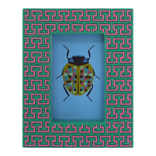 Jonathan Adler x Michaels 2" x 3" Pink & Teal Greek Key Tabletop Frame